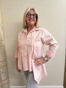 Camicia Asimmetrica Aurelia Women's Oversized Shirt – Elegant Pink Casual Blouse