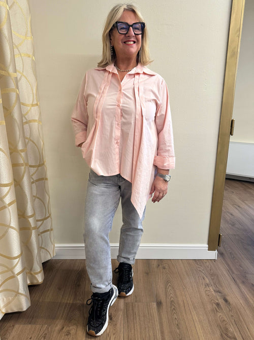 Camicia Asimmetrica Aurelia Women's Oversized Shirt – Elegant Pink Casual Blouse