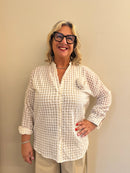 Camicia Vichy Women's Lightweight Checkered Shirt – Elegant Relaxed Fit Blouse